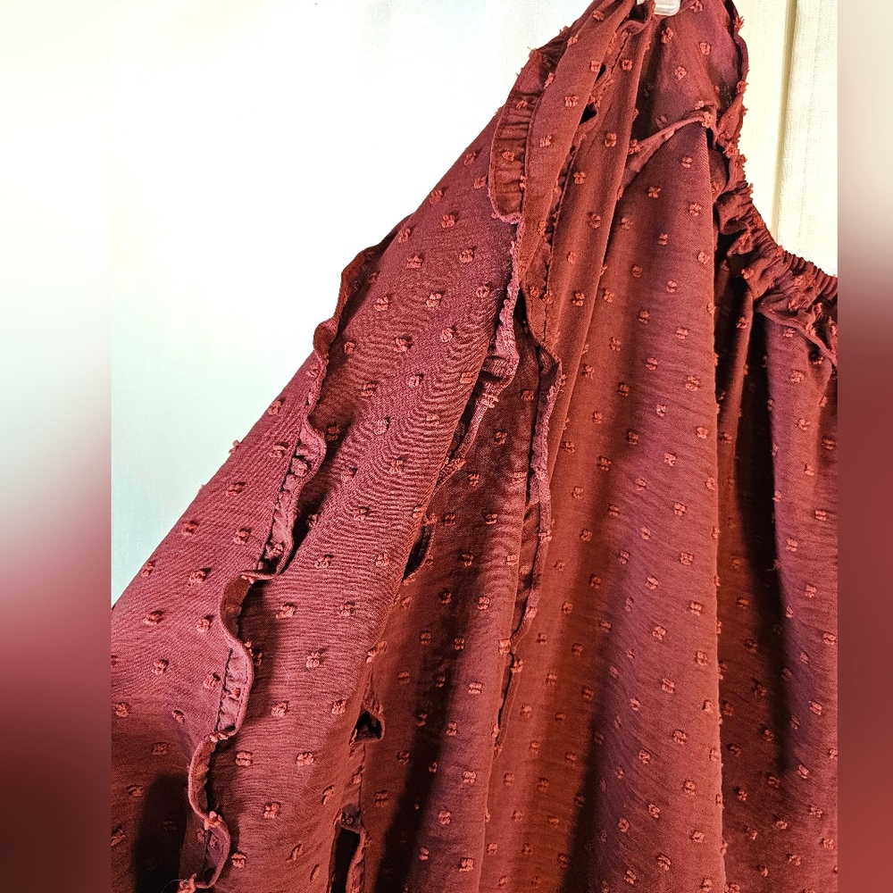 2/$20 Max Studio 1X Ruffled Trim Top - Picture 6 of 8